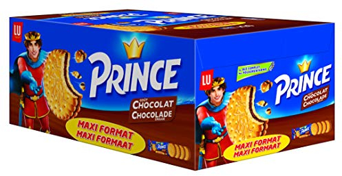 LU - Prince de LU Chocolat - Biscuit Croustillant au Chocolat et Blé Complet - Idéal pour un Goûter Gourmand - Maxi Format Familial Lot de Biscuits - Présentoir de 20 Sachets de 4 Biscuits (80 g)
