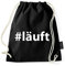 Über 60 Sprüche & Designs auswählbar/Sambosa Turnbeutel mit Spruch/Beutel: Schwarz/Rucksack/Jutebeutel/Sportbeutel/Hipster, Bag:#läuft