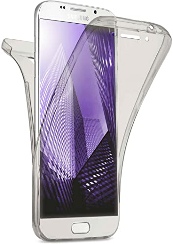 moex Double Case für Samsung Galaxy A5 (2016) Hülle Silikon Transparent, 360 Grad Full Body Rundum-Schutz, Komplett Schutzhülle beidseitig, Handyhülle vorne und hinten - Grau