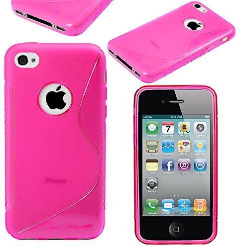 ebestStar - Cover Compatibile con iPhone 4, 4S Custodia Protezione S-Line Design Silicone Gel TPU Morbida e Sottile, Rosa [Apparecchio: 115.2 x 58.6 x 9.3mm, 3.5'']
