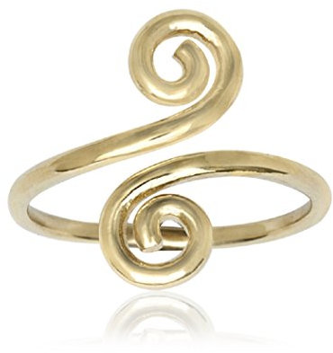 RS Jewels Zehenring, 14 kt Gelbgold über 925er Sterlingsilber, Spirale, Bypass-Ring, verstellbar