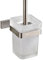 Weare Home Soporte para escobilla de baño con vaso de cristal de acero inoxidable plateado, diseño moderno y sencillo, acabado cepillado, montaje en pared