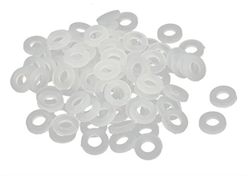 sourcing map 100 Stück Nylon Unterlegscheiben Grau Weiß M2.5 x 5 mm x 1 mm | Distanzstücke Dichtungen Verschluss