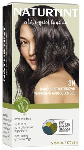 Naturtint Permanent Hair Colour, 3N Dark Chestnut Brown, Plant Enriched, Ammonia Free, Long Lasting Grey Coverage and Radiant Colour, Nourishment and Protection