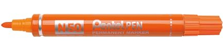 Pentel N50 Permanent Marker Bullet Tip with Aluminium Barrel, Waterproof Orange Ink (Single Pen)