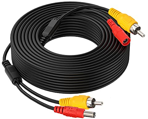 Cocar Auto Cavo DC 2 in 1 RCA Audio Video AV sorveglianza CCTV alimentazione Cavo 15m/50FT Prolunga per Camion Auto Retrovisione Parcheggio Fotocamera Reverse Trigger di piombo