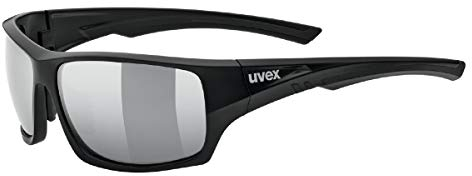 Uvex sportstyle 222 pola - Sportbrille für Damen und Herren - polarisiert - druckfreier Sitz & perfekter Halt - black matt/silver - one size