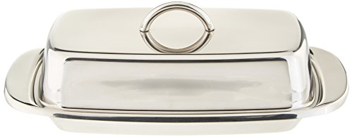 Norpro Stainless Steel Double Covered Butter Dish Mantequera de Acero Inoxidable con Doble Tapa, Plata