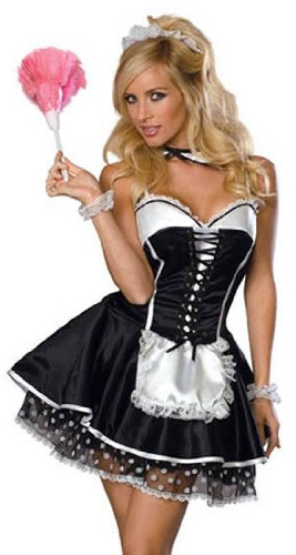 Papootz Adult Ladies Sexy Classic French Maid Cleaner New Fancy Dress Costume (Women: 6-8)