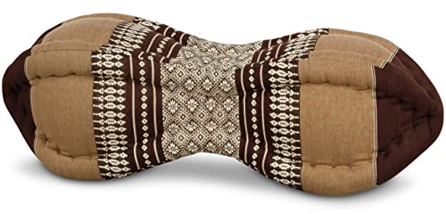livasia Nackenstützkissen Papayakissen - Ø 13x43cm - Nackenkissen Papayaform, Sofakissen, Lesekissen mit Kapok, Kissen für Garten und Balkon, Reisekissen handgefertigt (Braun)