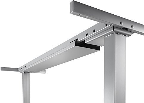 Elektrisch höhenverstellbares Tischgestell (stufenlos) für Tischbreite 160 cm, Arbeitshöhe 62,5-127,5 cm, 4 Speicherplätze, Sanftanlauf, Sanft-Stopp mit Kollisionsschutz, silber
