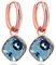 Rosegold Creolen Blau Charm Anhänger Markenkristalle Ohrringe 925 Sterling NOBEL SCHMUCK