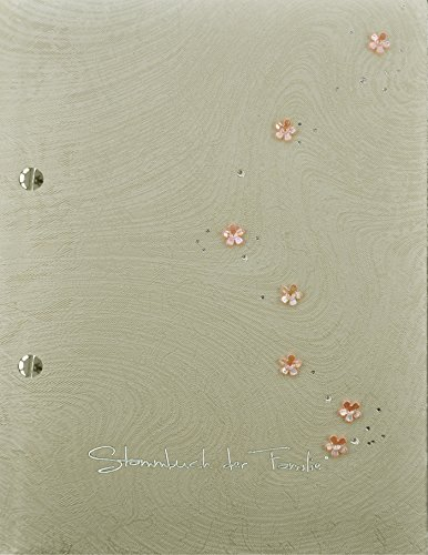 Stammbuch RINO, beige, aufgearbeitete Blümchen, modernes Design, Format A5+
