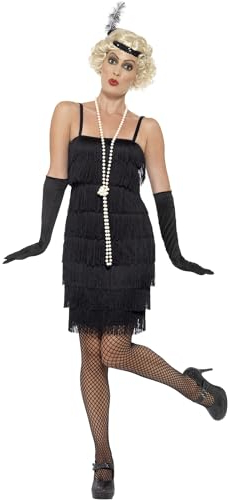 Smiffys Costume jeune fille délurée années 20, Noir, avec robe courte, bandeau et gants Halloween