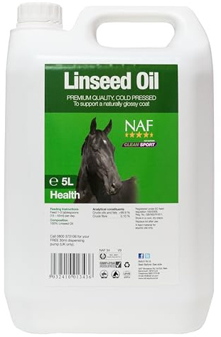 NAF Linseed Oil 5L Slow-release Energy & Coat Shine | Cold Pressed, Omega 3 Fatty Acids, Coat Shine Support