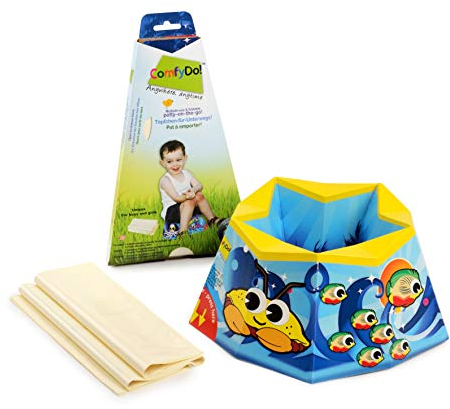 ComfyDo Baby Kind Faltbarer Tragbar Reise Unterwegs Karton Töpfchen Trainer Toilettensitze Toilettentrainer Einmal-Auflage, Ocean blau