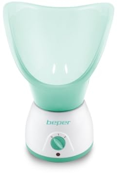 BEPER 40.967N - Sauna Facial y Aromaterapia 2 Potencias, Tratamientos de Cuidado y Relajantes, Hidratación y Limpieza de la Cara, Tanque para Esencias Perfumadas, Blanco y Verde/ Turquesa