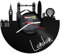GRAVURZEILE Schallplattenuhr - Skyline London - Wanduhr aus gegossenem Vinyl mit Stadt Skyline 30 cm - Upcycling Design-Uhr Wand-Deko Vintage Wand-Dekoration Retro-Uhr - Made in Germany