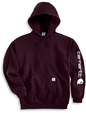 Carhartt Midweight Sleeve Logo Hooded Felpa con Cappuccio, Viola (Closeout), L Uomo