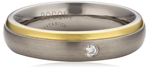 Boccia Damen-Ring Titan teilvergoldet Diamant (0.03 ct) Brillantschliff weiß Gr. 55 (17.5) - 0130-1255