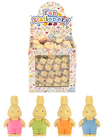 Henbrandt 4x Rabbit Erasers 3D Easter Bunny Cute Rabbits Novelty Rubber Set for Party Bag Fillers Lucky Dip Class Gifts Stationery Supplies Kids Stationery for Girls and Boys