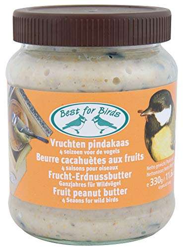 Esschert Erdnussbutter Vogelfutter mit Früchten 340g, für Wildvögel, Glas Ø 7,8 x 11 cm