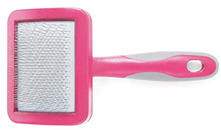 Ancol Ergo Cat Slicker Brush - Pink Grooming Tool for Removing Loose Fur and Detangling - Soft Bendy Pins for Glossy Coat Care - Ideal for Long Haired Cats