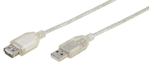 Vivanco USB 2.0 kompatibles Verlängerungskabel, USB A Stecker <-> USB A Kupplung transparent 1.8 m