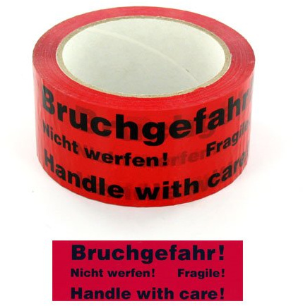 36 x Paketband Packband Warnband Bruchgefahr 66m x 50mm