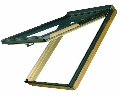 Dachfenster Fakro Klapp-Schwingfenster 78x118cm Holz mit Dauerlüftung Standardverglasung U3 mit Ziegeleindeckrahmen Thermo