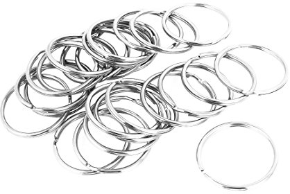 sourcing map 25pcs 40mm Dia Métal divisé Trousseau de Clef Porte-clés