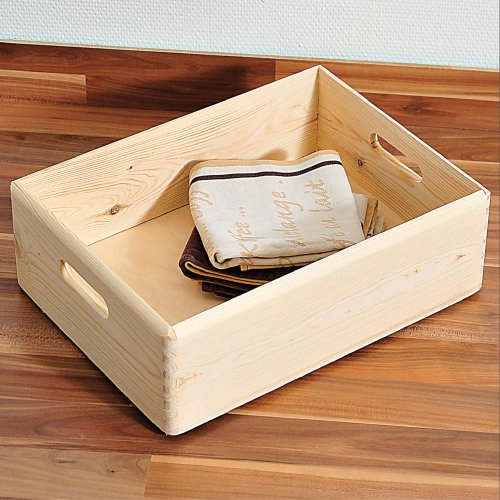 Kesper Aufbewahrungsbox, Pinienholz, Number: 2 Pieces, 40 cm x 30 cm x 14 cm