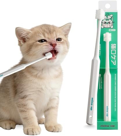 MIND UP Cat Toothbrush with Cylinder Head, 360° Brush Design for Cat Teeth Cleaning, Pet Toothbrush for Hard-to-Reach Areas, Made in Japan