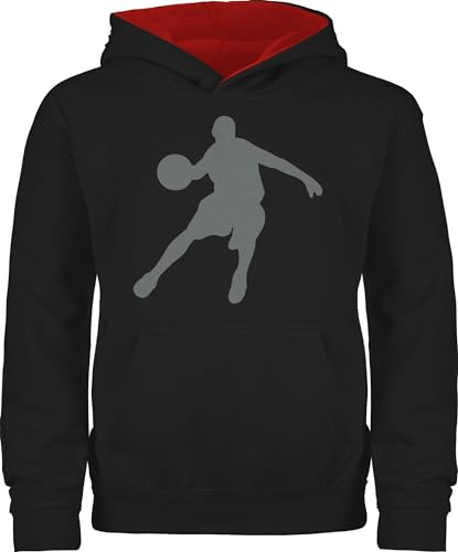 Shirtracer Pullover Kinder Hoodie Jungen Mädchen - Sport Kleidung - Basketballspieler I Geschenk Basketball Fans I Geschenk für Basketballer - 152 (12/13 Jahre) - Schwarz/Rot - Basketball-Pullover