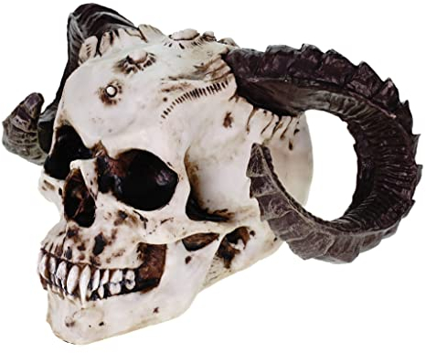 Deko Teufelsschädel Totenkopf mit Hörnern Totenschädel Markus Mayer 16 cm Figur