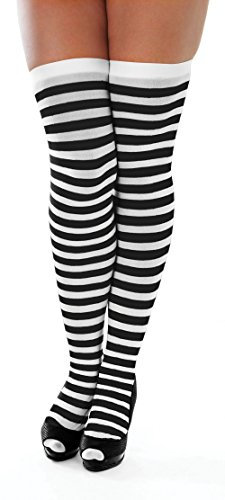 Bristol Novelty BA033 Striped Stockings | For Women | Black and White Costume