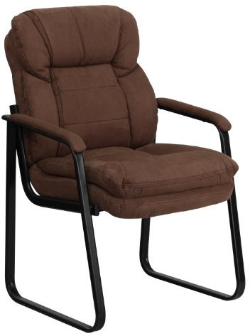 Flash Furniture Chefsessel aus Mikrofaser, mit Lendenwirbelstütze und Schlitten, Braun