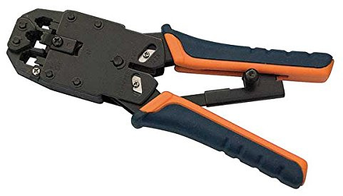 Life Pinza per connettori Plug RJ 45 Universale Met 4/6/8 P Professionale con cricchetto in Metallo