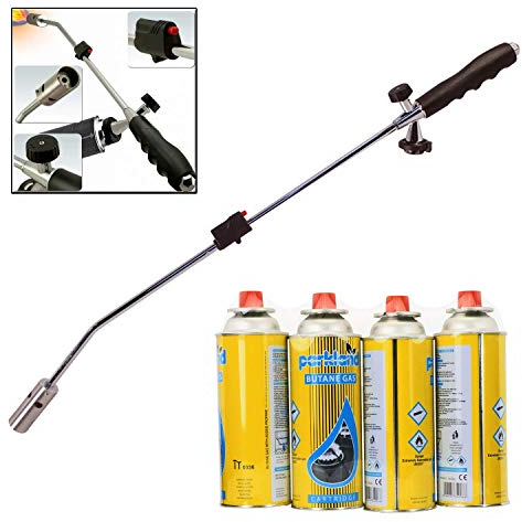 Dekton Burner Killer Butane Gas Blowtorch Garden Outdoor Moss Fungus (Weed Wand + 4 Canisters)