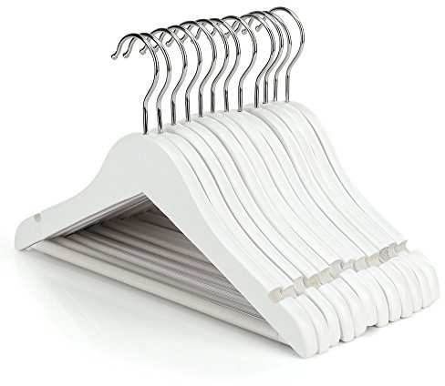 HANGERWORLD 12 grucce in legno per bambini, 30 cm, antiscivolo, per vestiti e pantaloni, colore: bianco