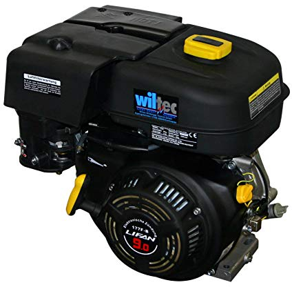WilTec LIFAN 177F-B Moteur Essence – 440 x 406 x 354 mm – 6,6 KW (9 CV) – 270 CCM – 4 Temps, Ø Arbre 25 mm – capacité 6 L – OHV – Refroidi par air – Monocylindre Lanceur Manuel – Kart Jardin