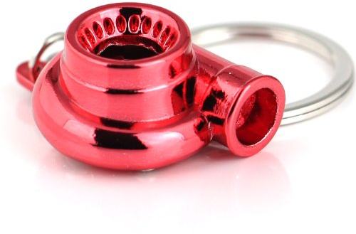 maycom® Drehender Turbo-Schlüsselanhänger Turbolader Turbine Schlüsselanhänger Ring Schlüsselanhänger (Metallic-Rot)