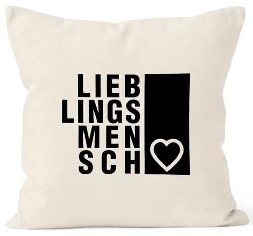 MoonWorks Kissenbezug Lieblingsmensch Geschenk Freundschaft Partner Beste Freundin Kissen-Hülle 40x40 Baumwolle Natur 40cm x 40cm