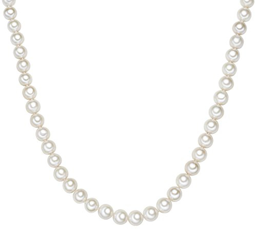 Valero Pearls Damen-Kette Hochwertige Süßwasser-Zuchtperlen ca. 10 mm Rund weiß 925 Sterling Silber 60 cm - Perlenkette Halskette mit echten Perlen