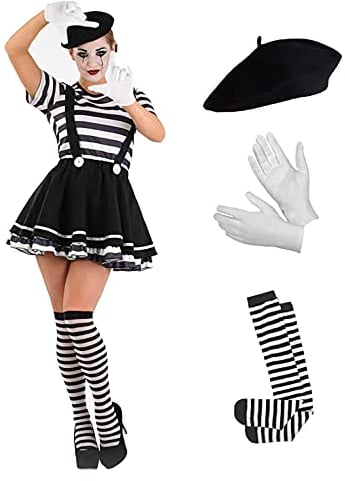 Fun Shack Damen Pantomime Kostüm, Perfekt für Fasching und Karneval, Inklusive Pantomime Set, M