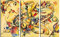 1art1 Wassily Kandinsky Poster Komposition, 1917, 3-Teilig Bilder Leinwand-Bild Auf Keilrahmen | XXL-Wandbild Poster Kunstdruck Als Leinwandbild 180x120 cm