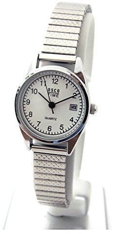 OSCO Klassik Damen Armbanduhr Edelstahl-Flexband Datum 'Silber' 03725007