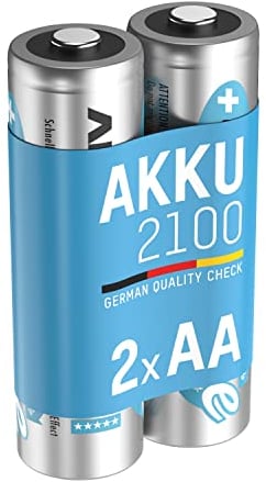 ANSMANN Akku AA Mignon 2100mAh 1,2V NiMH - wiederaufladbare Batterien AA Akkus maxE (geringe Selbstentladung & vorgeladen) ideal für Spielzeug, Funk-Tastatur/Maus, Wii & Xbox Controller (2 Stück)
