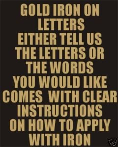 50 2 GOLD IRON ON LETTERS & NUMBERS TRANSFER PRINTING