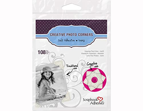 SCRAPBOOK ADHESIVES BY 3L Self-Adhesive Creative Paper Photo Corners, Ivory, 108-Pack